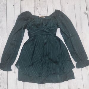 Inspired Hearts Size Medium Girls Emerald Green With Glitter Flecks Dress